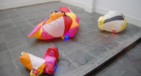 Inflatible sculptures controlled by decibels and C02