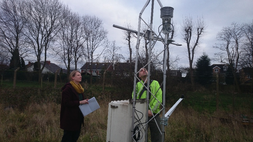 jo and matt at the weather station, Loughborough University
